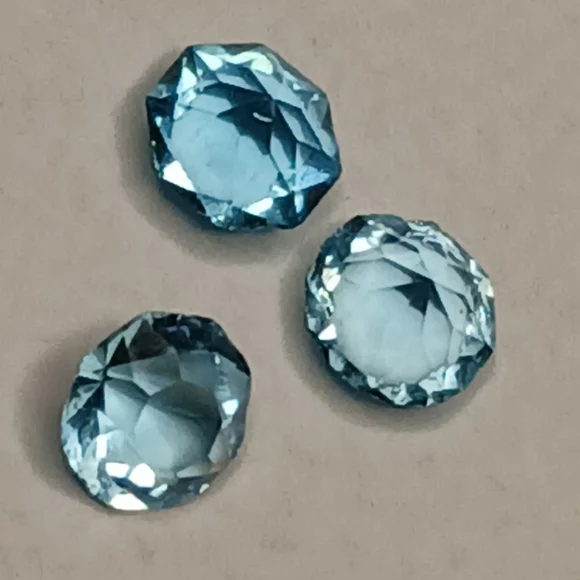 30$ Gemstones Aquamarine Blue Loose Trio Round Brilliant Cut Flawless AAA - Picture 2 of 7